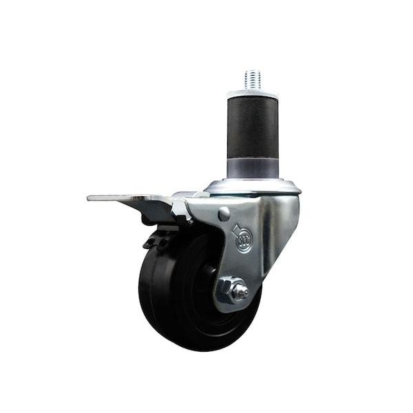 3'' Hard Rubber Swivel 1-5/8'' Expanding Stem Caster Total Lock Brake